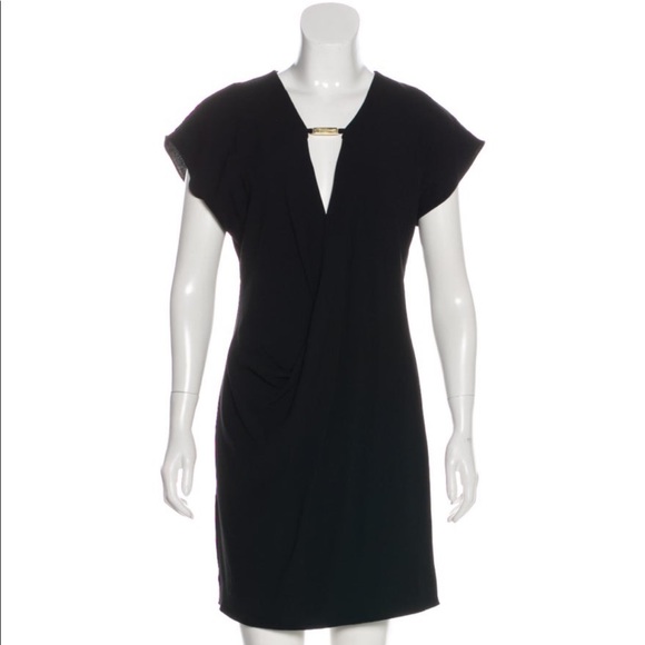 Halston Heritage Plunge Neck Mini Dress - Picture 1 of 3